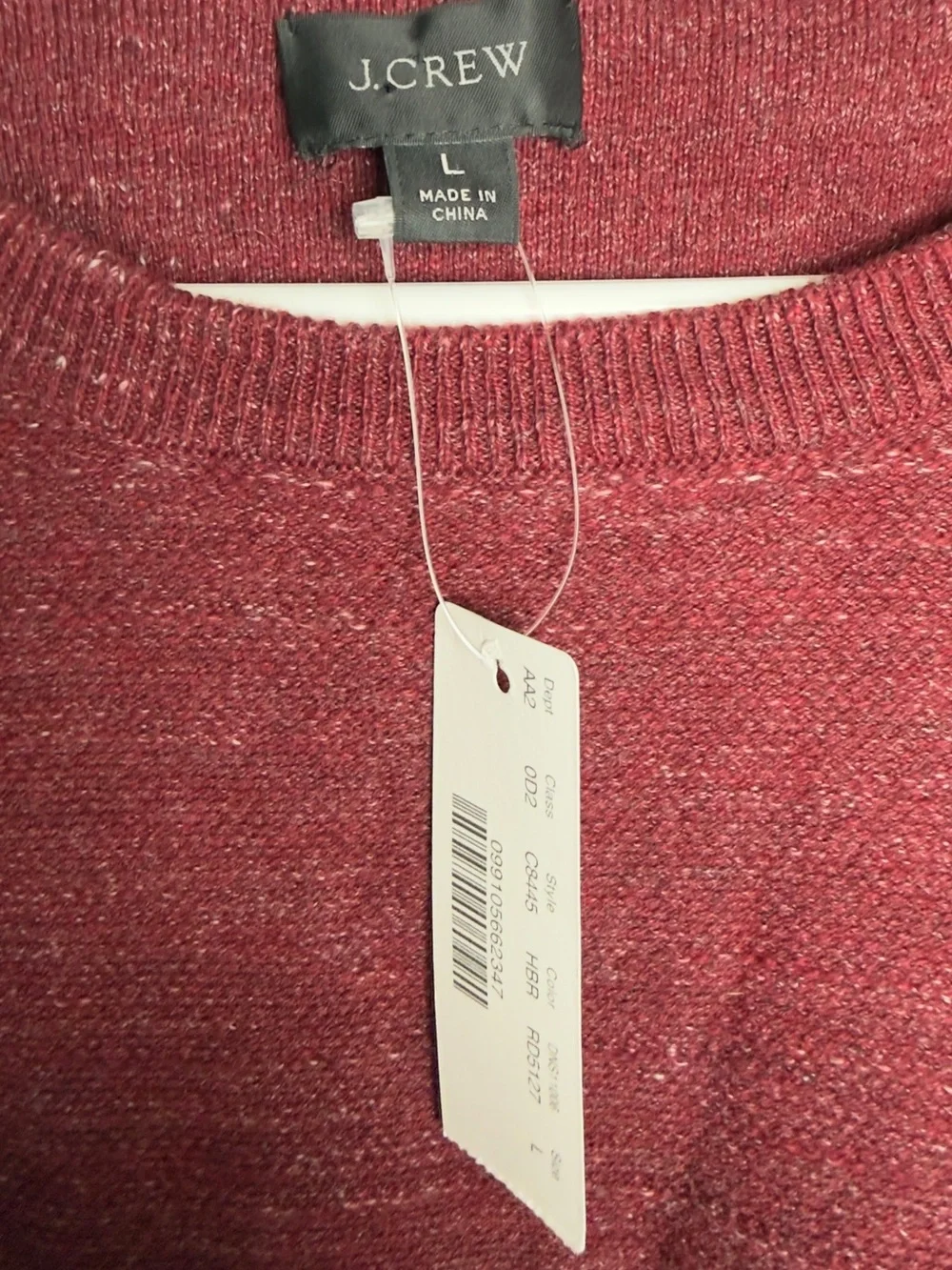 J. Crew Men's Crewneck Sweater in Burgundy Heather
